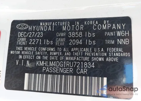 2024 Hyundai Elantra Sel из США, поврежденный, VIN KMHLM4DG1RU721834